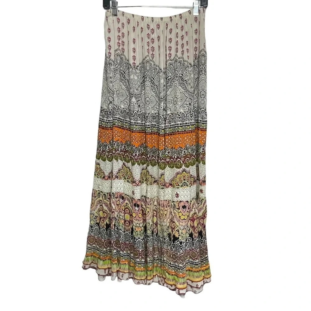 Forbidden Los Angeles Size M Boho Gypsy Skirt Tiered Maxi - Picture 3 of 8